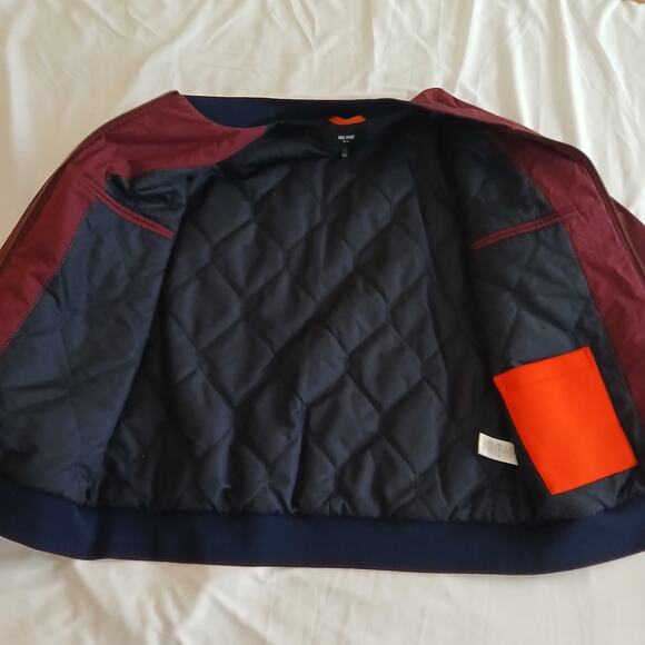 Jack Spade Men’s Bomber Jacket Large Burgundy Full Zip Ribbed Cuffs Casual Coat - Picture 8 of 16